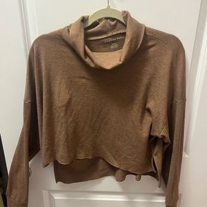 Brown waffle turtle neck